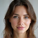 Młoda kobieta z pogodnym wyrazem twarzy, emanująca spokojem i wewnętrzną harmonią.